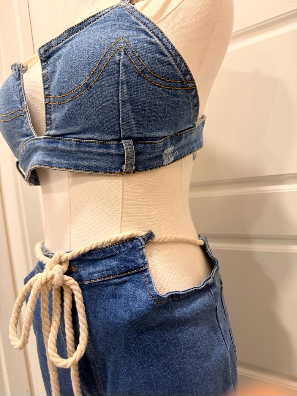 Athina Blue Denim Two-Piece Set NWT - Picture 7 of 16
